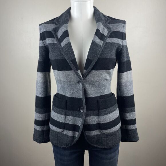 rag & bone Women’s XS striped gray Wool sweater Two Button blazer - Picture 1 of 11